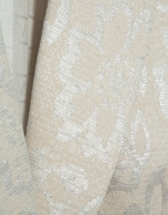 Chaqueta corta beige jacquard floral plata hilo metalizado