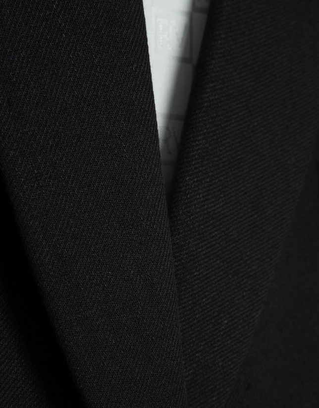 Black linen blend single-button blazer