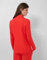Red linen blend single-button blazer