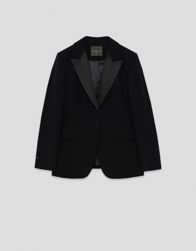 Blazer smoking crep&eacute; negro