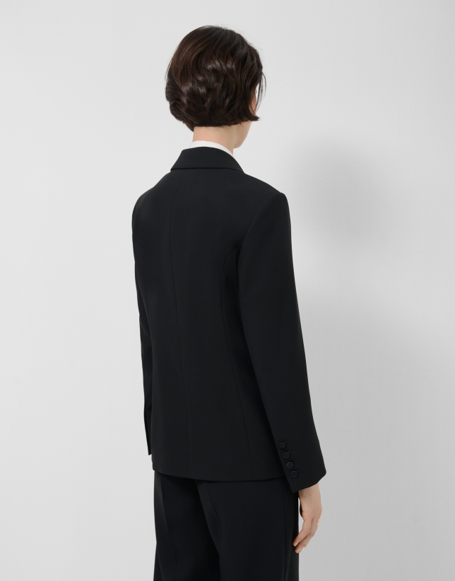 Black crepe tuxedo blazer