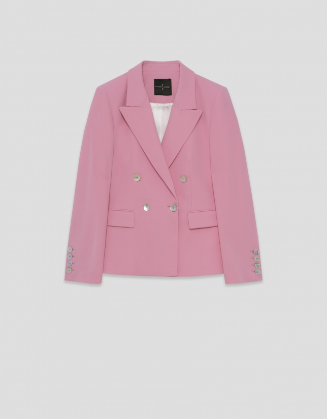 Blazer cruzada crep&eacute; rosa