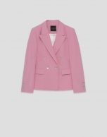 Pink crepe double-breasted blazer