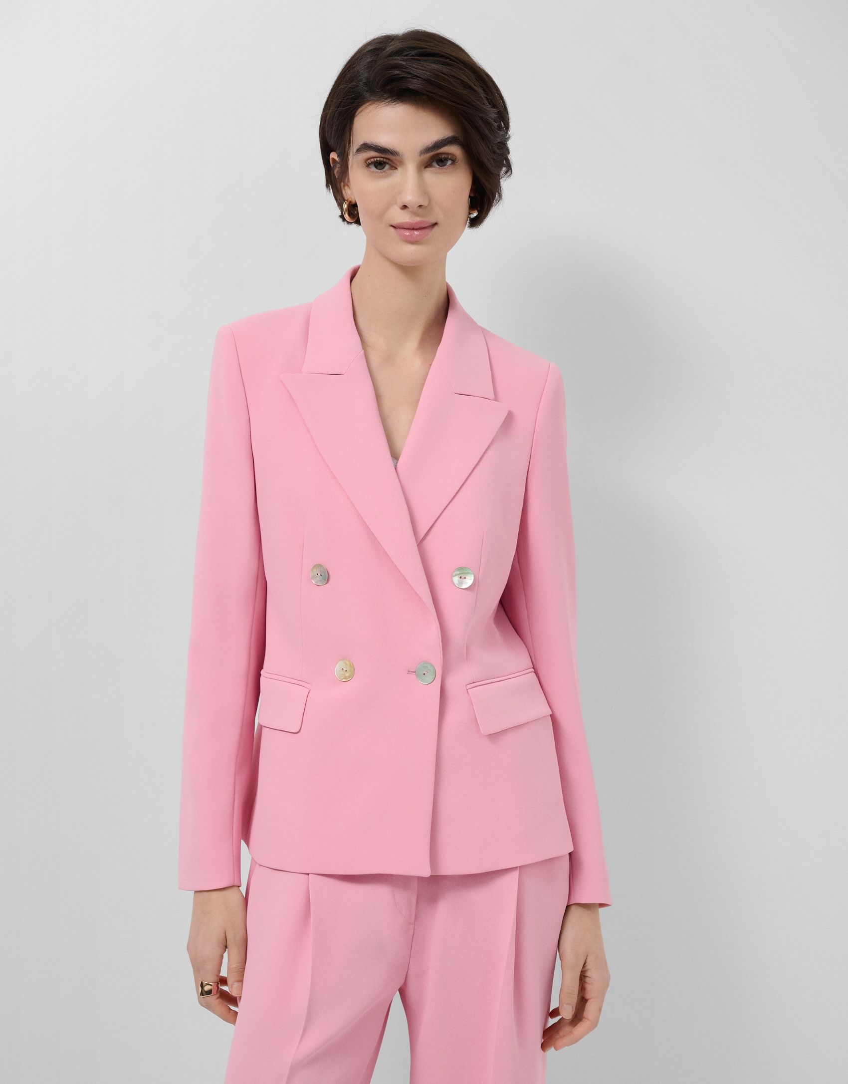 Pink crepe double-breasted blazer