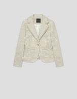 Short jacket, beige pattern with fancy yarn
