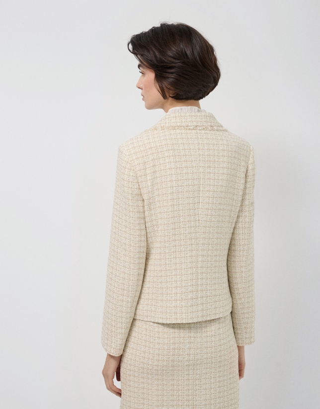 Short jacket, beige pattern with fancy yarn