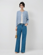 Chaqueta corta tweed tonos azules