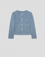 Chaqueta corta tweed tonos azules