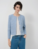 Short blue tweed jacket