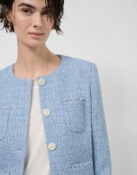 Chaqueta corta tweed tonos azules