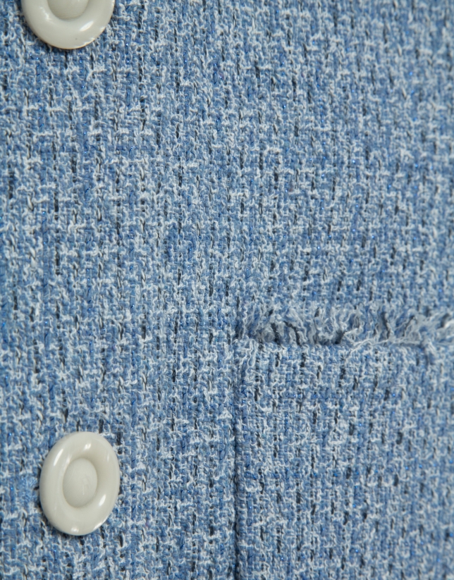 Chaqueta corta tweed tonos azules