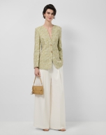 Chaqueta jacquard lino/algod&oacute;n verde musgo