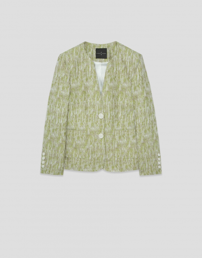 Moss green jacquard linen/cotton jacket