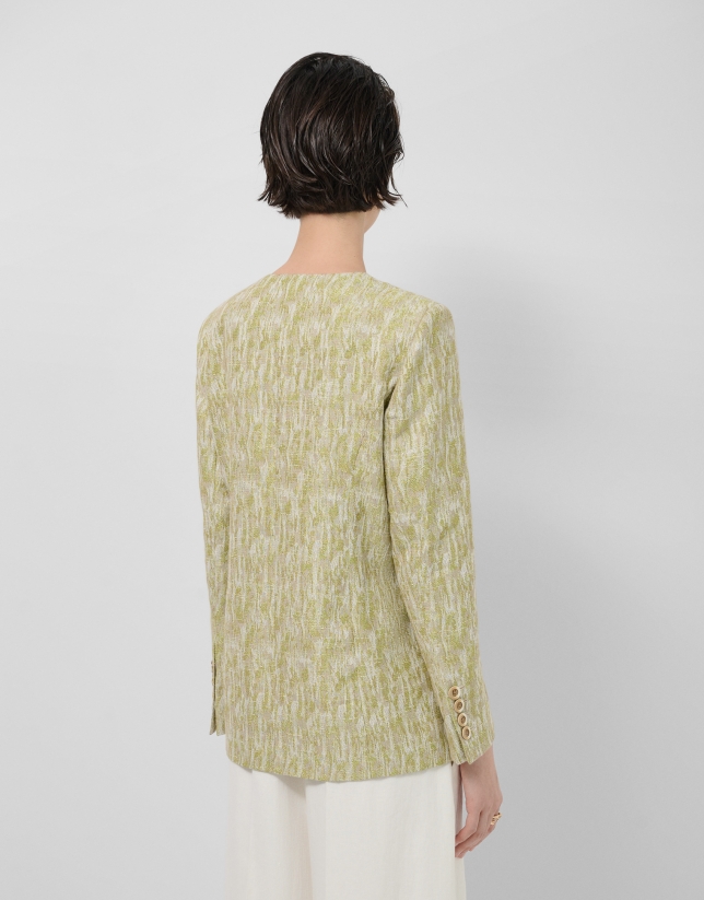 Moss green jacquard linen/cotton jacket
