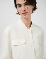 Short jacket in off-white linen blend