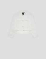 Short jacket in off-white linen blend