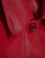 Red nappa leather jacket with topstitching
