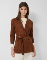 Brown suede jacket with belt