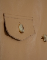 Short camel nappa leather jacket with belt