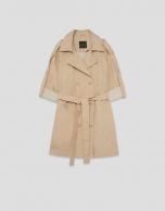 Double-faced cotton camel double-breasted trench coat