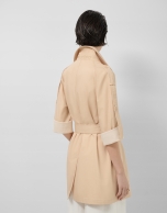 Double-faced cotton camel double-breasted trench coat