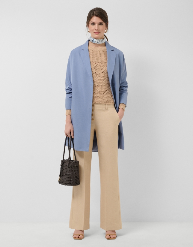 Oversized blue trench coat