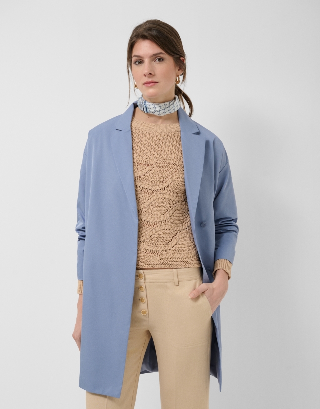 Oversized blue trench coat