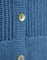 Openwork knit cardigan with blue lurex