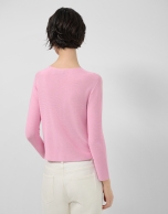 Chaqueta corta punto bobo rosa con aplicaciones