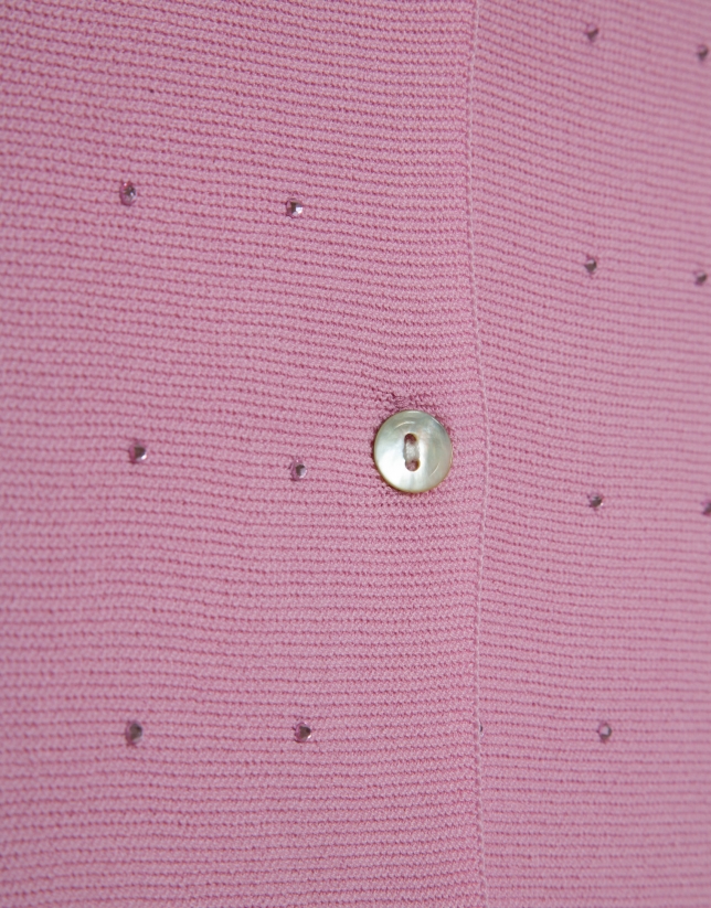 Pink bobble knit short jacket with appliqu&eacute;s