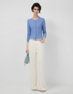 Light blue bobble knit short jacket with appliqu&eacute;s