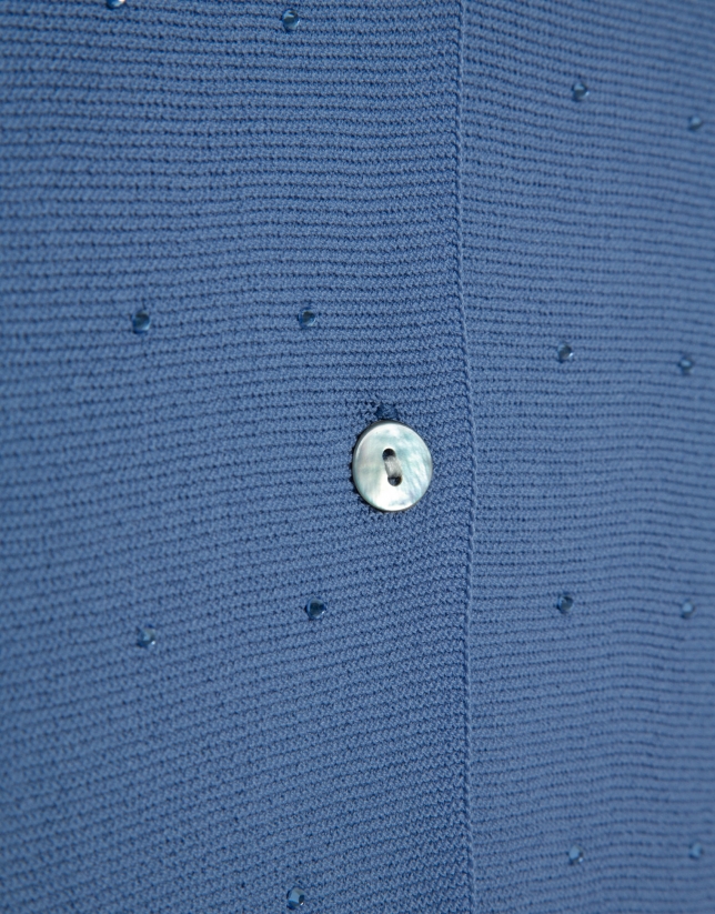 Light blue bobble knit short jacket with appliqu&eacute;s