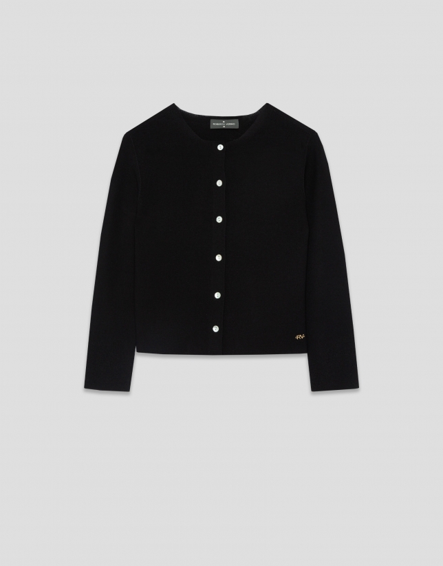 Short black bobble knit jacket