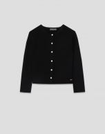 Short black bobble knit jacket