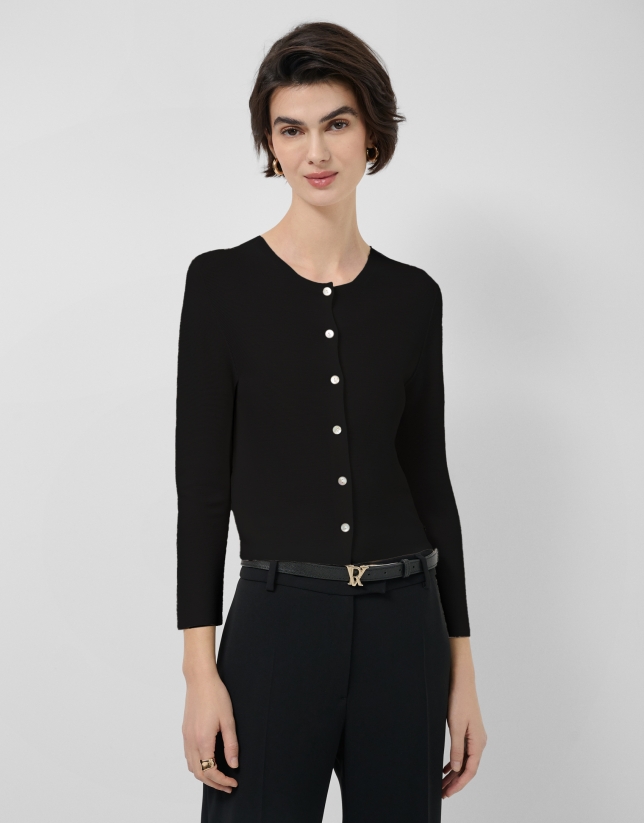 Short black bobble knit jacket