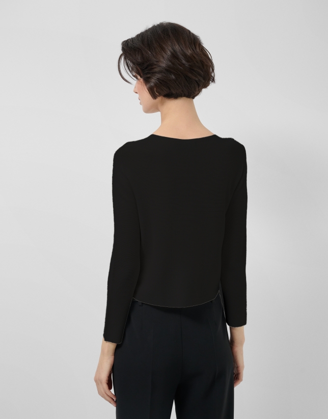 Short black bobble knit jacket