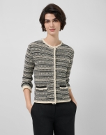 Chaqueta punto de algod&oacute;n estructura blanco y negro