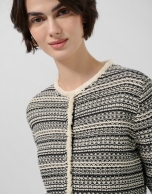 Black and white structured cotton knit jacket