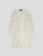 Long beige jacket with floral openwork