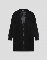 Long black jacket with floral cut-outs