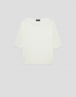 Ecru seamless three-quarter sleeve jumper