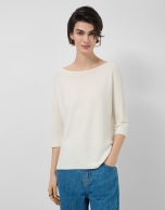 Ecru seamless three-quarter sleeve jumper