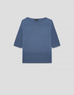 Seamless blue three-quarter sleeve jumper