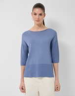 Seamless blue three-quarter sleeve jumper