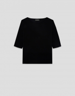 Black seamless three-quarter sleeve jumper