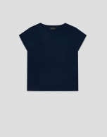 Navy blue fine knit batwing sleeve jumper
