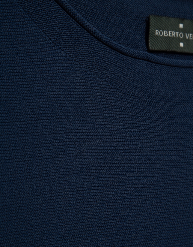 Navy blue fine knit batwing sleeve jumper