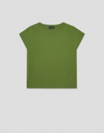 Green fine knit batwing sleeve jumper
