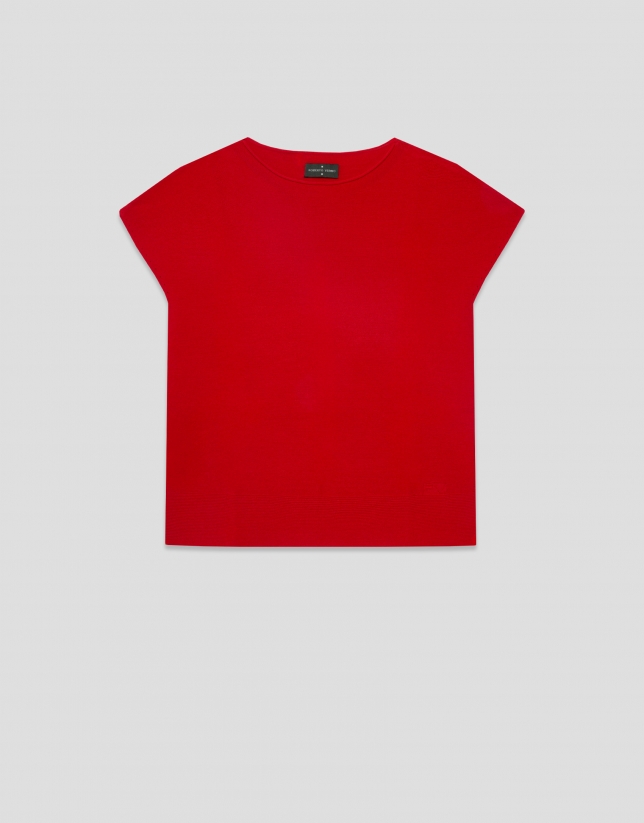 Jersey punto fino manga murci&eacute;lago rojo