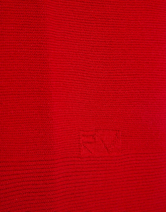 Red fine knit batwing sleeve jumper